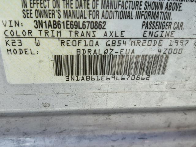 3N1AB61E69L670862 - 2009 NISSAN SENTRA 2.0 SILVER photo 10