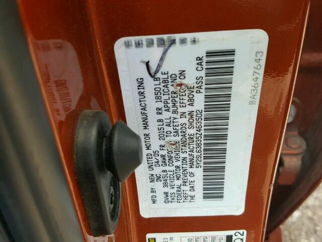 5Y2SL63835Z463502 - 2005 PONTIAC VIBE ORANGE photo 10