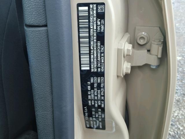 ZACCJBAW0GPC61951 - 2016 JEEP RENEGADE S თაფლისფერი ფოტო 10