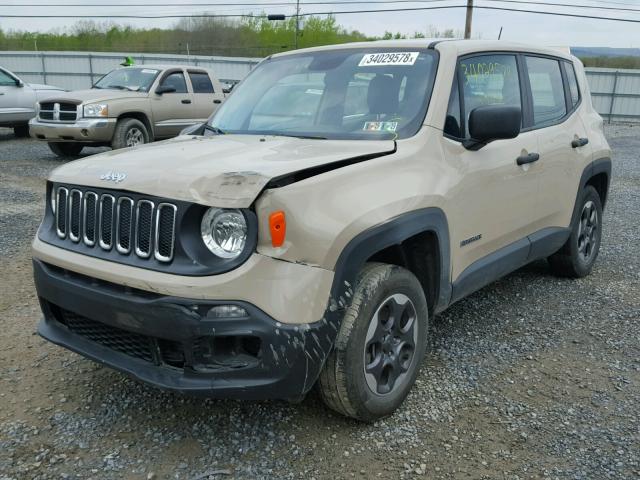 ZACCJBAW0GPC61951 - 2016 JEEP RENEGADE S TAN photo 2