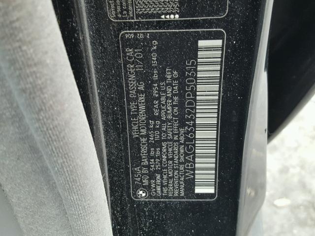 WBAGL63432DP50315 - 2002 BMW 745 I BLACK photo 10