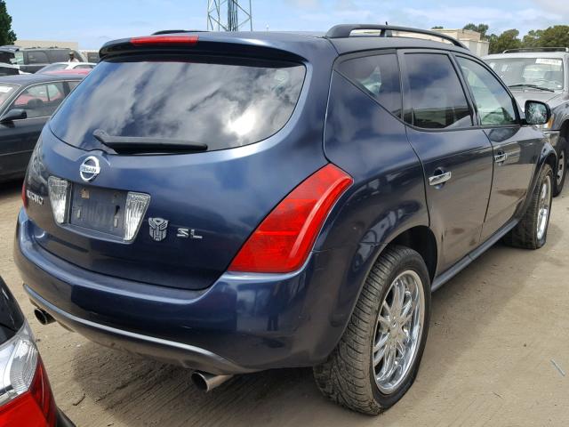 JN8AZ08T33W100642 - 2003 NISSAN MURANO SL BLUE photo 4