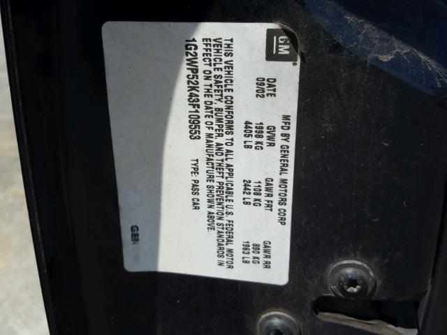 1G2WP52K43F109553 - 2003 PONTIAC GRAND PRIX BLACK photo 10