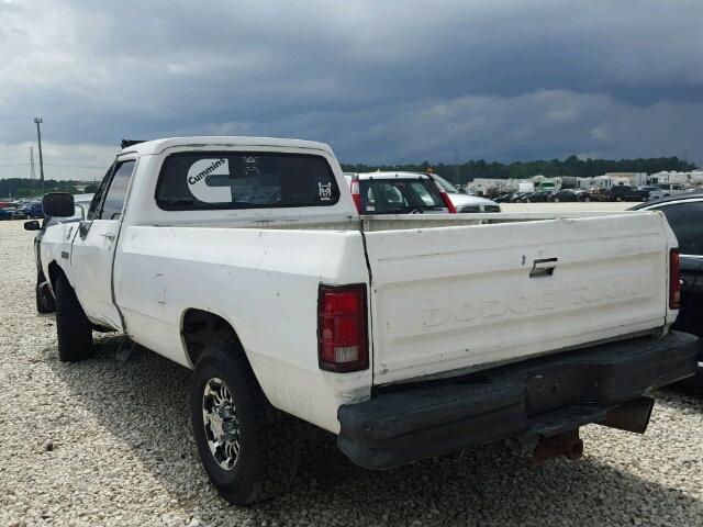 1B7KE26C7NS646526 - 1992 DODGE D-SERIES D WHITE photo 3