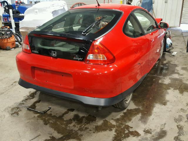 JHMZE137X4T000341 - 2004 HONDA INSIGHT RED photo 4