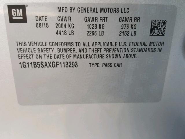 1G11B5SAXGF113293 - 2016 CHEVROLET MALIBU LIM SILVER photo 10