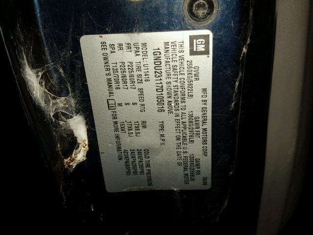 1GNDU23117D105016 - 2007 CHEVROLET UPLANDER L BLUE photo 10