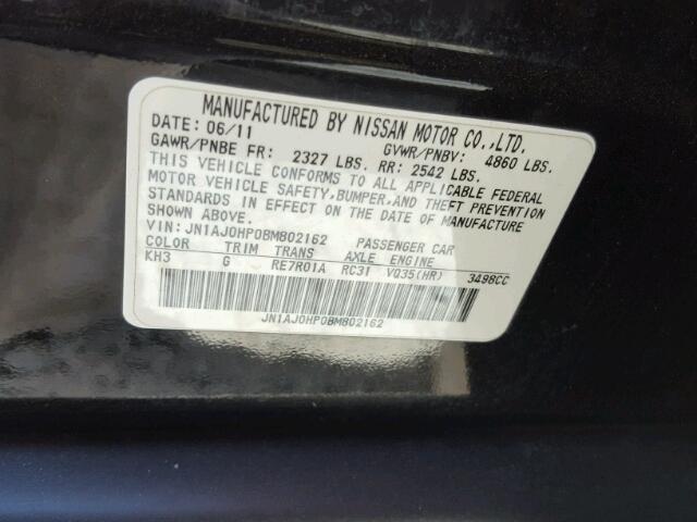 JN1AJ0HP0BM802162 - 2011 INFINITI EX35 BASE BLACK photo 10