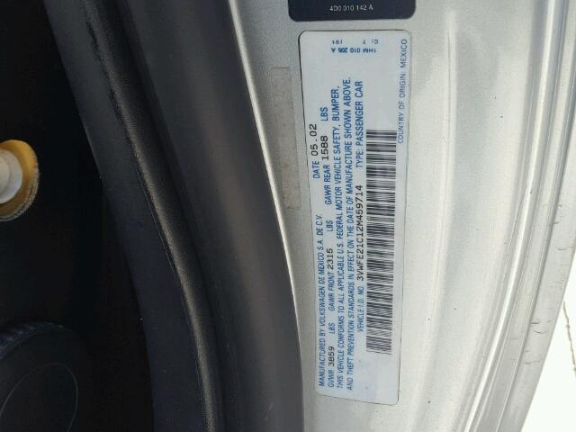 3VWFE21C12M459714 - 2002 VOLKSWAGEN NEW BEETLE 银色 照片 10