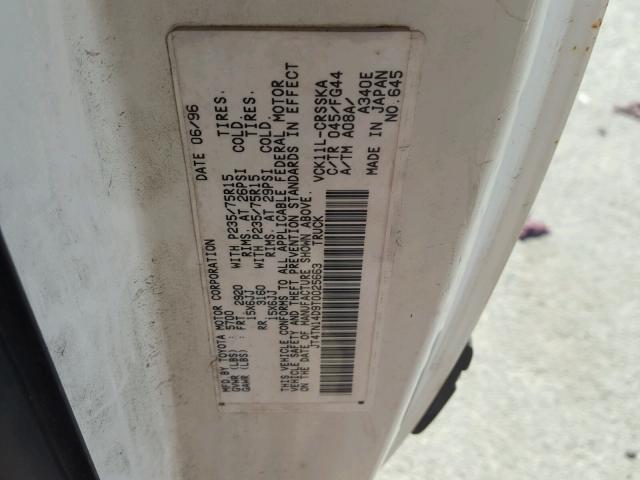 JT4TN14D9T0025663 - 1996 TOYOTA T100 XTRAC WHITE photo 10