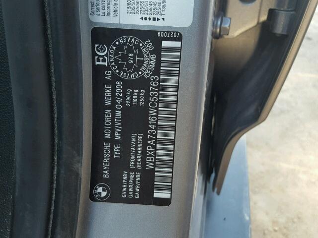 WBXPA73416WC53763 - 2006 BMW X3 2.5I SILVER photo 10