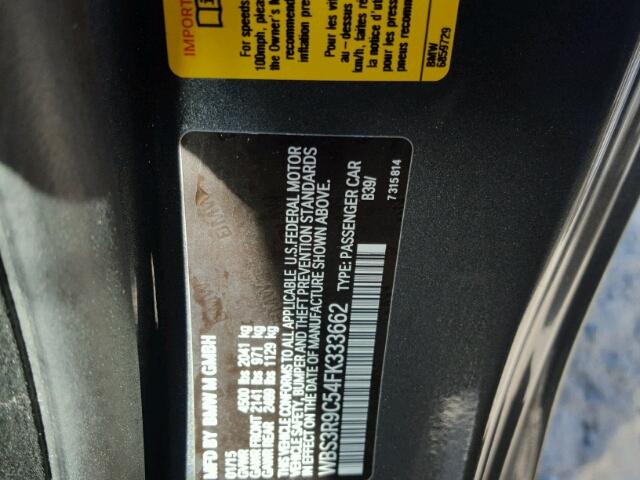 WBS3R9C54FK333662 - 2015 BMW M4 GRAY photo 10