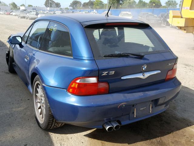 4USCK734X2LM14090 - 2002 BMW Z3 3.0 BLUE photo 3