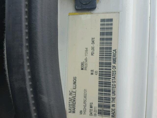 1HSDHSJR5CJ632131 - 2012 INTERNATIONAL PROSTAR أبيض صورة 10