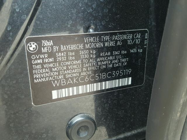 WBAKC6C51BC395119 - 2011 BMW ALPINA B7 CHARCOAL photo 10