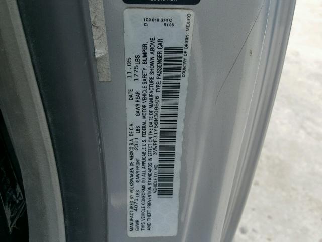 3VWPF31Y66M308506 - 2006 VOLKSWAGEN NEW BEETLE 银色 照片 10