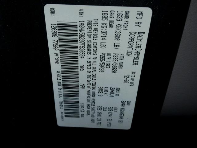 1A8HW58297F530584 - 2007 CHRYSLER ASPEN LIMI BLACK photo 10