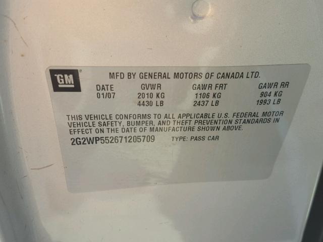2G2WP552671205709 - 2007 PONTIAC GRAND PRIX Gümüş foto 10