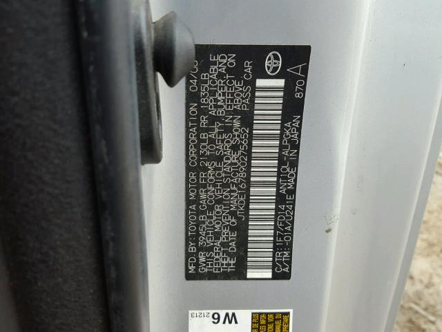 JTKDE167890275652 - 2009 TOYOTA SCION TC 银色 照片 10