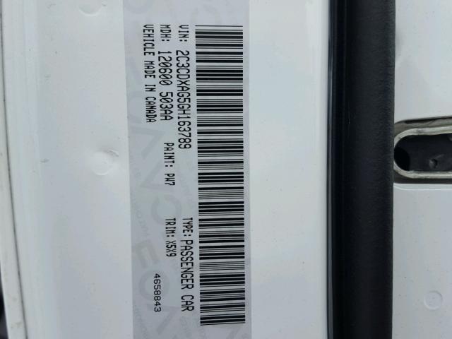 2C3CDXAG5GH163789 - 2016 DODGE CHARGER PO WHITE photo 10