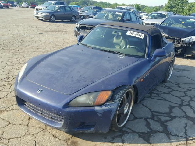 JHMAP11431T002783 - 2001 HONDA S2000 BLUE photo 2