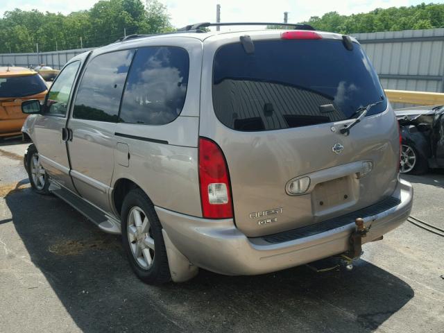 4N2ZN17T01D827552 - 2001 NISSAN QUEST GLE TAN photo 3