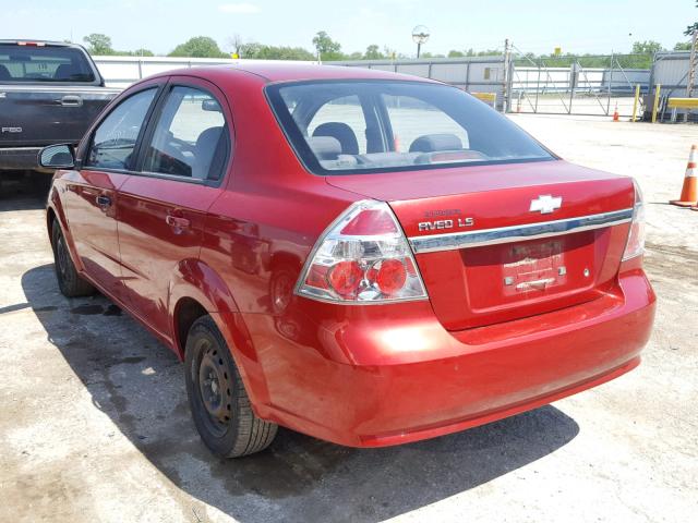 KL1TD56668B019590 - 2008 CHEVROLET AVEO BASE Rouge photo 3