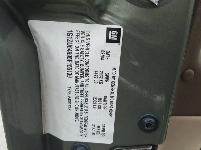 1G1ZU64895F155139 - 2005 CHEVROLET MALIBU MAX მწვანე ფოტო 10