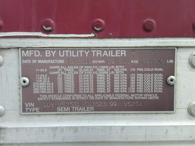 1UYVS2531CG352399 - 2012 UTILITY TRAILER WHITE photo 10
