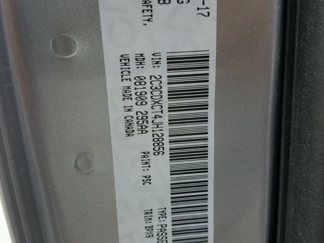 2C3CDXCT4JH128856 - 2018 DODGE CHARGER R/ SILVER photo 10