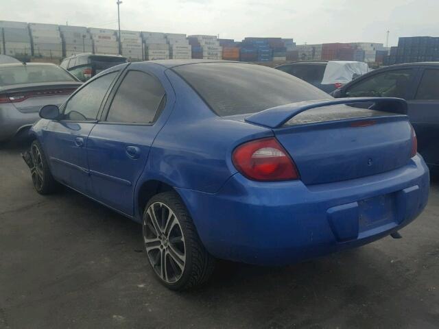 1B3ES56C35D268055 - 2005 DODGE NEON SXT BLUE photo 3