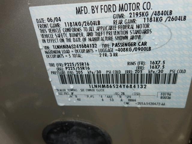 1LNHM86S24Y684132 - 2004 LINCOLN LS 银色 照片 10