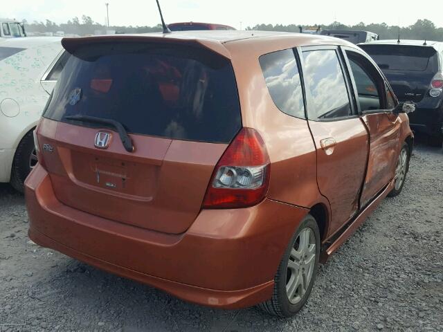 JHMGD38688S073533 - 2008 HONDA FIT SPORT ORANGE photo 4