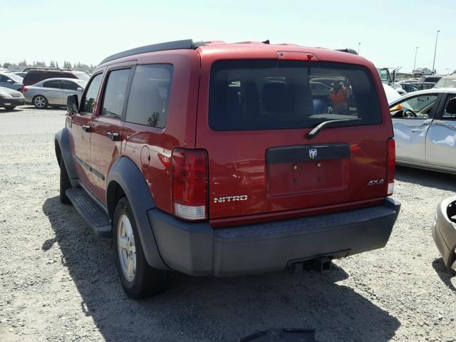 1D8GU28K77W569148 - 2007 DODGE NITRO SXT RED photo 3