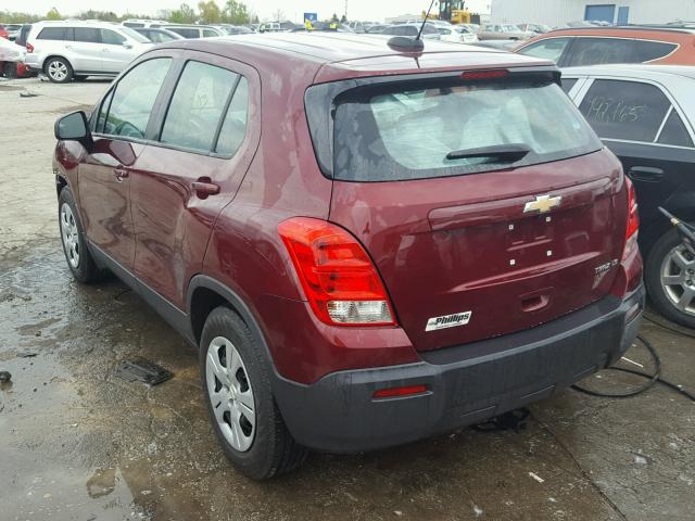 3GNCJKSB2GL152726 - 2016 CHEVROLET TRAX LS BURGUNDY photo 3