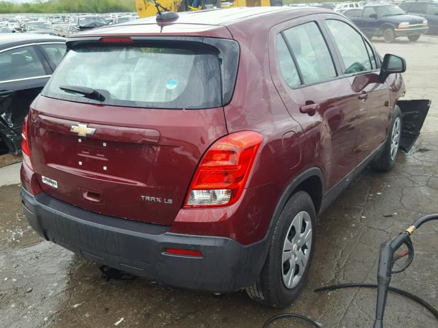 3GNCJKSB2GL152726 - 2016 CHEVROLET TRAX LS BURGUNDY photo 4