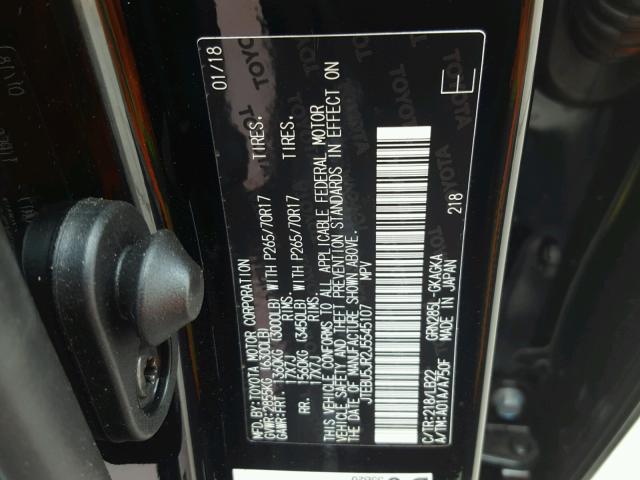 JTEBU5JR2J5545107 - 2018 TOYOTA 4RUNNER SR BLACK photo 10