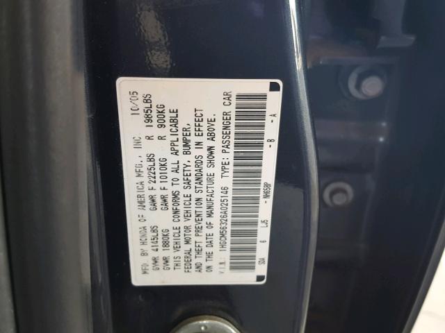 1HGCM56326A025146 - 2006 HONDA ACCORD SE BLUE photo 10