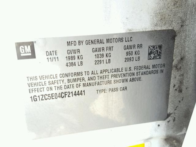 1G1ZC5E04CF214441 - 2012 CHEVROLET MALIBU 1LT 白色 照片 10