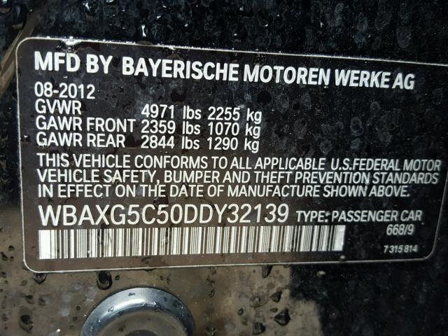 WBAXG5C50DDY32139 - 2013 BMW 528 I BLACK photo 10