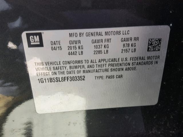 1G11B5SL8FF303352 - 2015 CHEVROLET MALIBU LS Qara foto 10