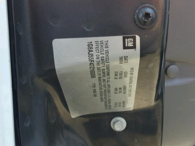 1G8AJ55F47Z160006 - 2007 SATURN ION LEVEL თეთრი ფოტო 10