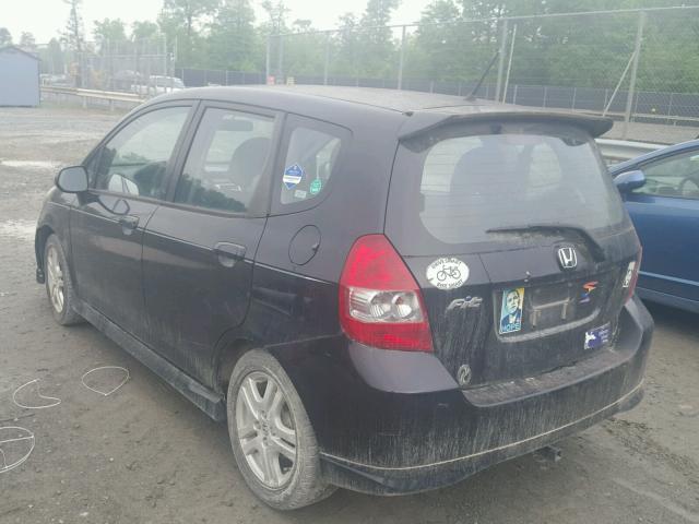JHMGD37697S033106 - 2007 HONDA FIT S BLACK photo 3