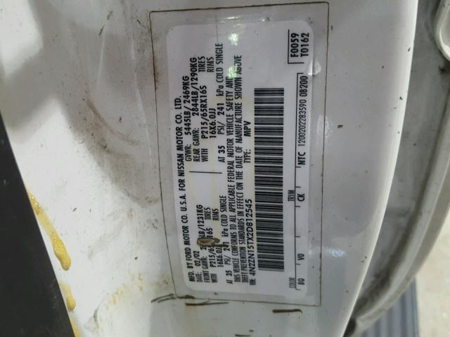 4N2ZN15TX2D812545 - 2002 NISSAN QUEST GXE WHITE photo 10