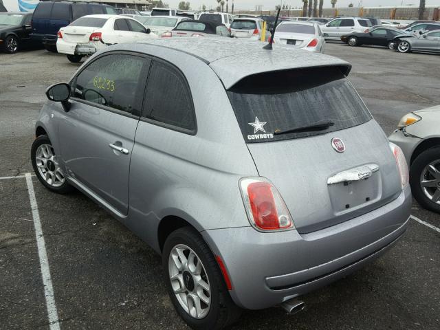 3C3CFFARXFT545652 - 2015 FIAT 500 POP GRAY photo 3