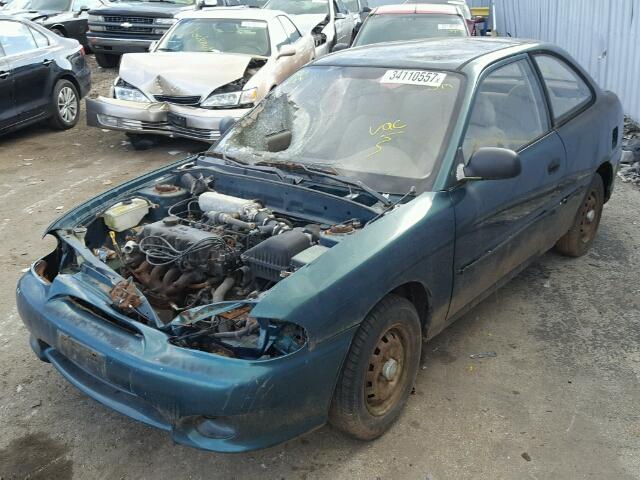 KMHVD14N1WU354466 - 1998 HYUNDAI ACCENT L GREEN photo 2