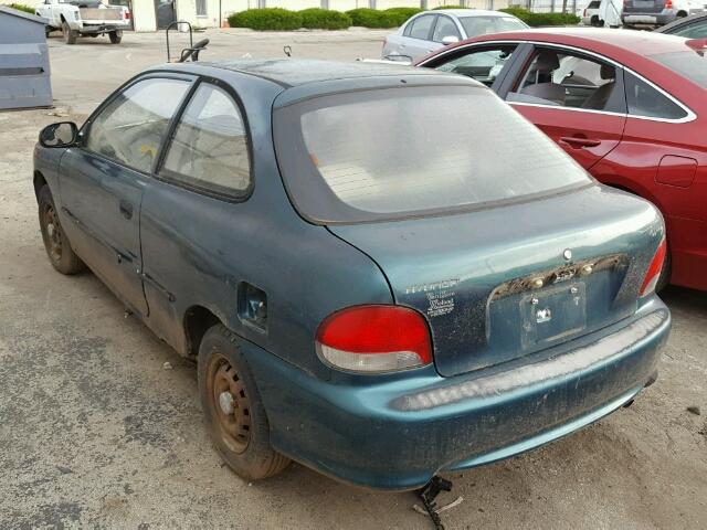 KMHVD14N1WU354466 - 1998 HYUNDAI ACCENT L GREEN photo 3