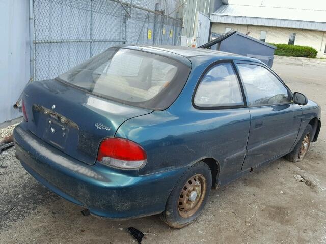 KMHVD14N1WU354466 - 1998 HYUNDAI ACCENT L GREEN photo 4