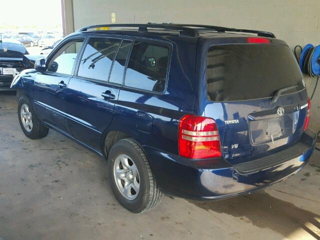 JTEGF21A930111839 - 2003 TOYOTA HIGHLANDER BLUE photo 3