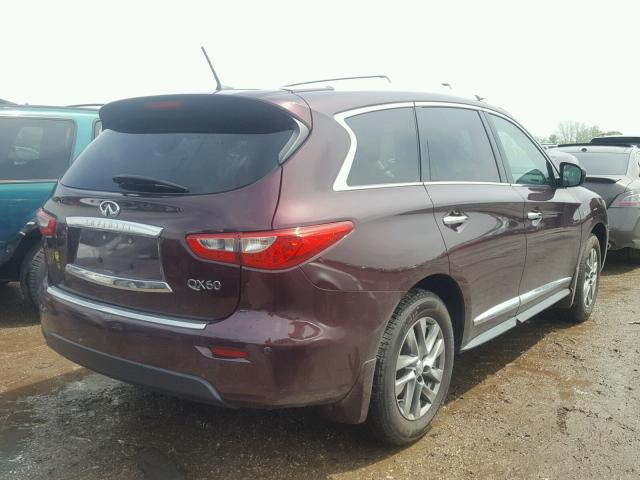 5N1AL0MM7EC527723 - 2014 INFINITI QX60 MAROON photo 4